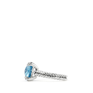 Châtelaine® Ring with Blue Topaz and Diamonds, 11mm, Size 7