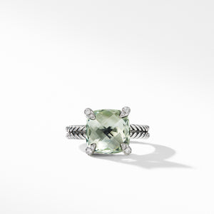 Châtelaine® Ring with Prasiolite and Diamonds, Size 8