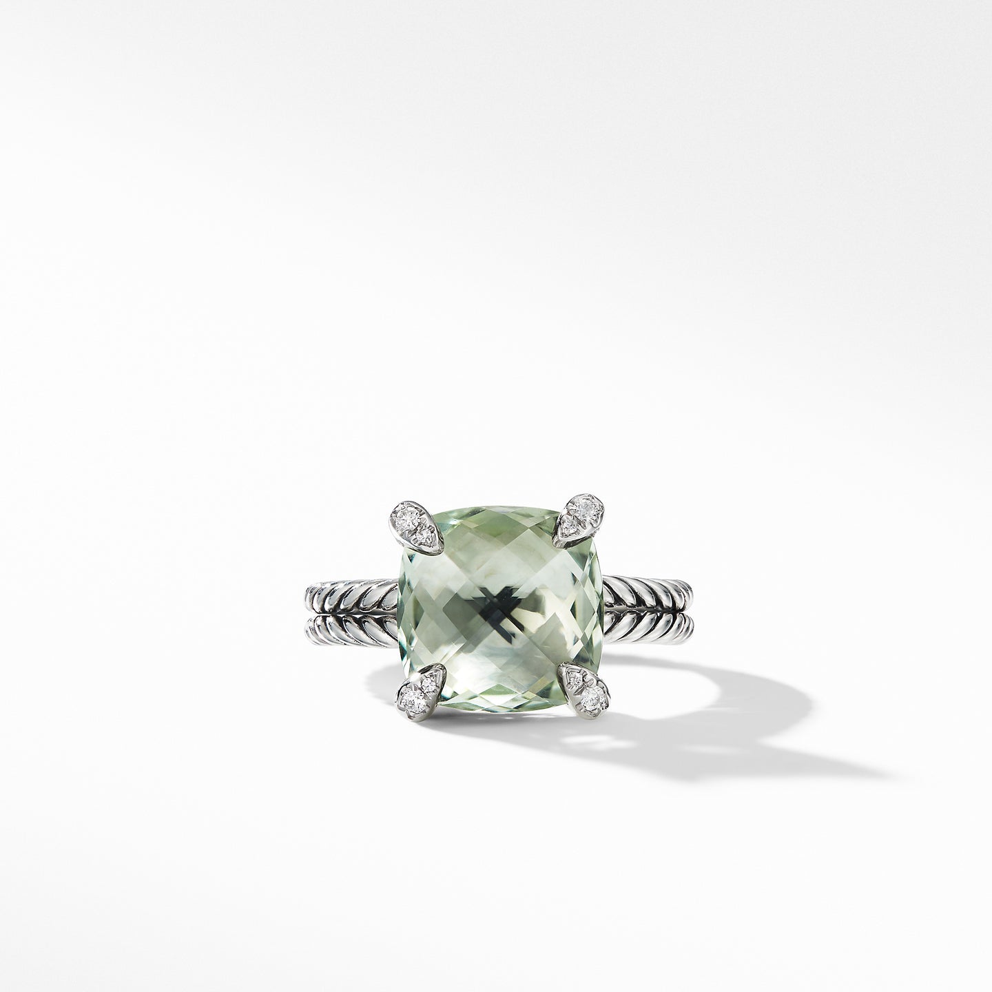Châtelaine® Ring with Prasiolite and Diamonds, Size 8