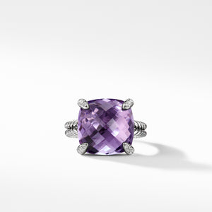 Ring with Amethyst and Diamonds, Size 7