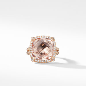 Châtelaine® Pavé Bezel Ring in 18K Rose Gold with Morganite