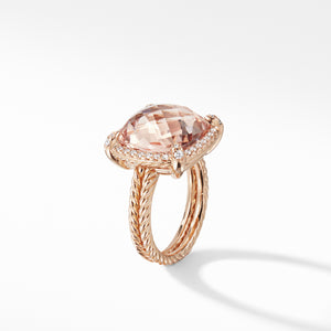 Châtelaine® Pavé Bezel Ring in 18K Rose Gold with Morganite, Size 6
