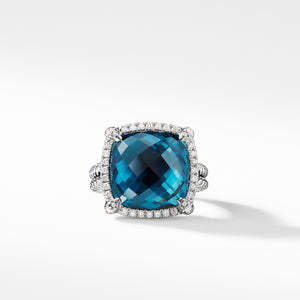 David Yurman Châtelaine Pavé Bezel Ring with Hampton Blue Topaz and Diamonds