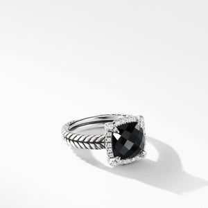 Châtelaine® Pavé Bezel Ring with Black Onyx and Diamonds, 9mm