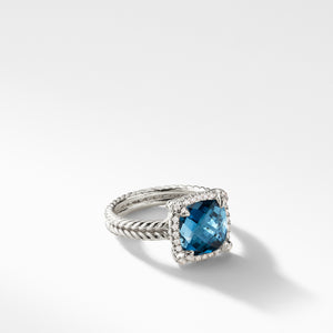 9mm David Yurman Châtelaine Pavé Bezel Ring with Hampton Blue Topaz and Diamonds