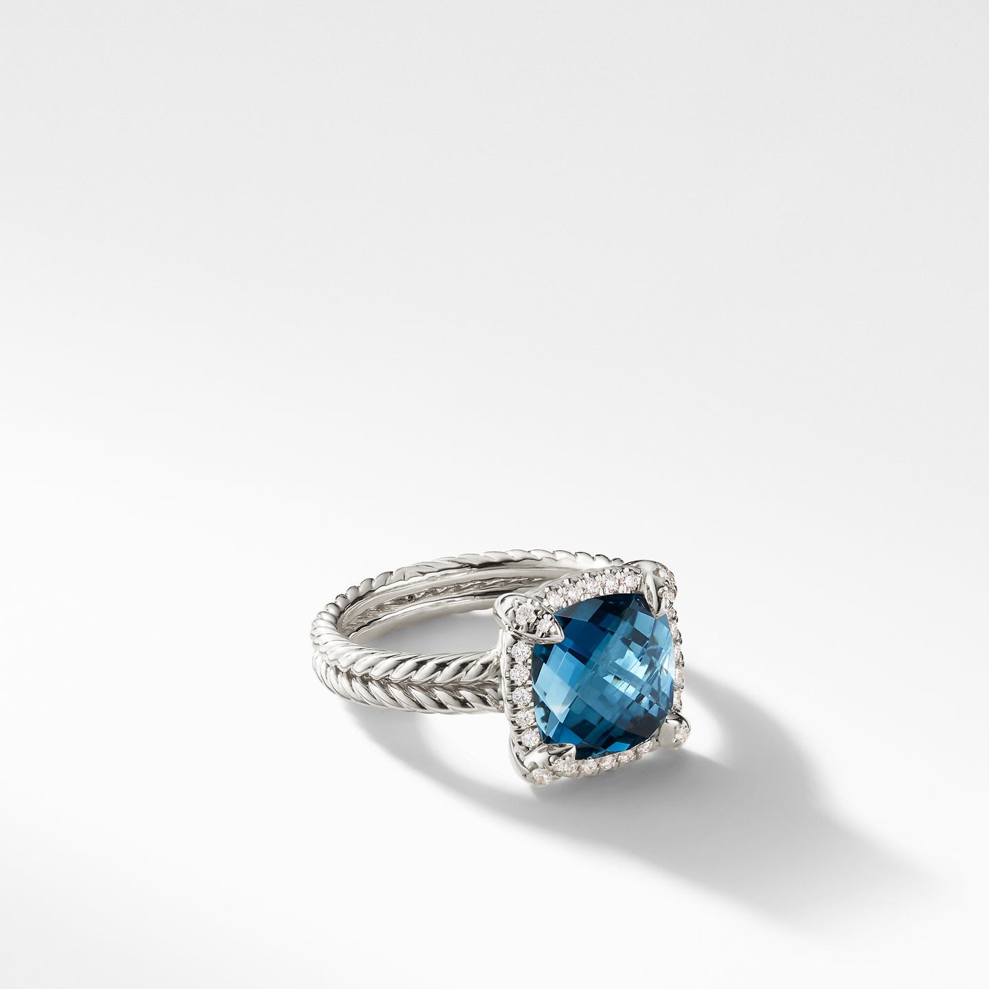 9mm David Yurman Châtelaine Pavé Bezel Ring with Hampton Blue Topaz and Diamonds