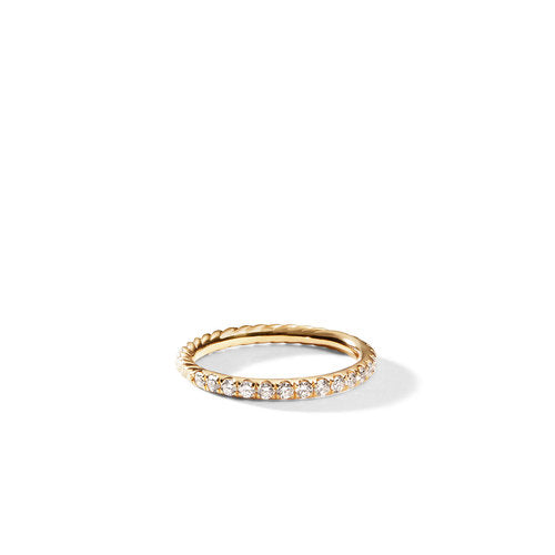 Cable Collectibles® Stack Ring in 18K Yellow Gold with Pavé Diamonds, Size 5.5
