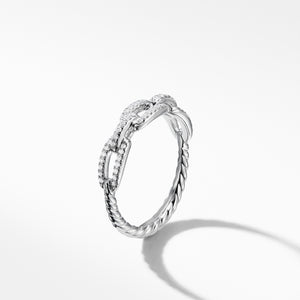 Stax Single Row Pavé Chain Link Ring with Diamonds in 18K White Gold, 4.5mm, Size 8