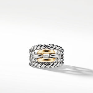 Wellesley Link Three-Row Ring with 18K Gold, Size 6