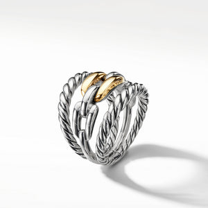 Wellesley Link Three-Row Ring with 18K Gold, Size 6