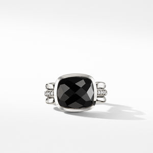 Wellesley Link Statement Ring with Black Onyx and Diamonds, Size 7