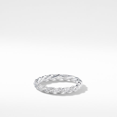 Paveflex Ring with Diamonds in 18K White Gold, Size 7