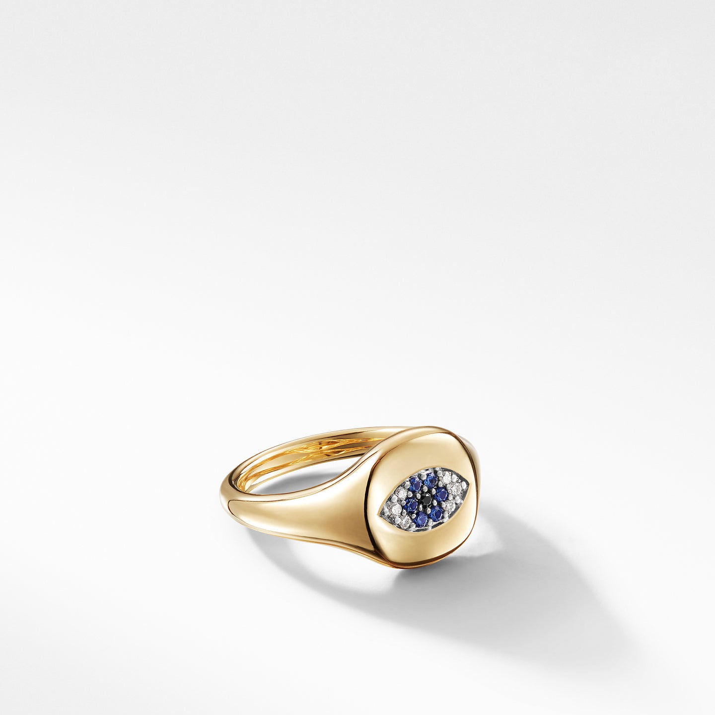Cable Collectibles® Evil Eye Mini Pinky Ring in 18K Gold with Diamonds, Size 3.5