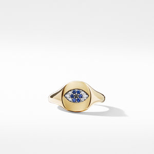 Cable Collectibles® Evil Eye Mini Pinky Ring in 18K Gold with Diamonds, Size 3.5