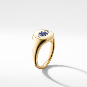 Cable Collectibles® Evil Eye Mini Pinky Ring in 18K Gold with Diamonds, Size 3.5