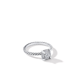 Petite Chattelaine Ring with Full Pavé Diamonds, Size 6