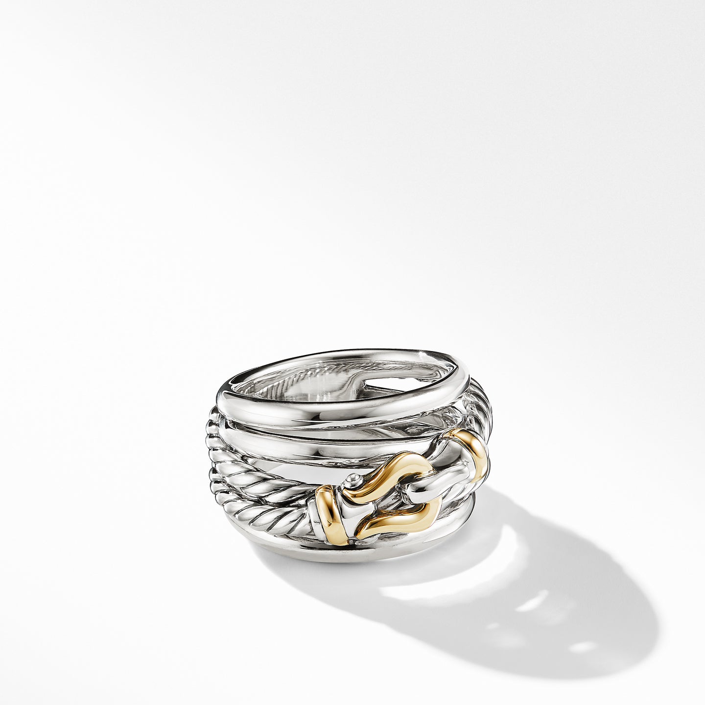 Buckle Ring with 18K Yellow Gold, Size 7