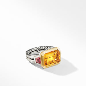 Novella Three Stone Ring with Citrine and 18K Yellow Gold, Size 5