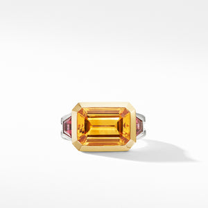 Novella Three Stone Ring with Citrine and 18K Yellow Gold, Size 5