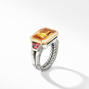 Novella Three Stone Ring with Citrine and 18K Yellow Gold, Size 7
