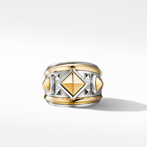 Bold Renaissance Wide Ring with 18K Yellow Gold, Size 8