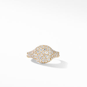 Mini Chevron Pinky Ring in 18K Yellow Gold with Pavé Diamonds, Size 4