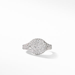 Mini Chevron Pinky Ring in 18K White Gold with Pavé Diamonds, Size 5