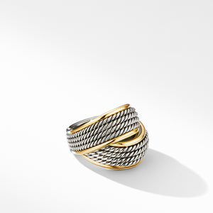 DY Origami Crossover Ring with 18K Yellow Gold, Size 6