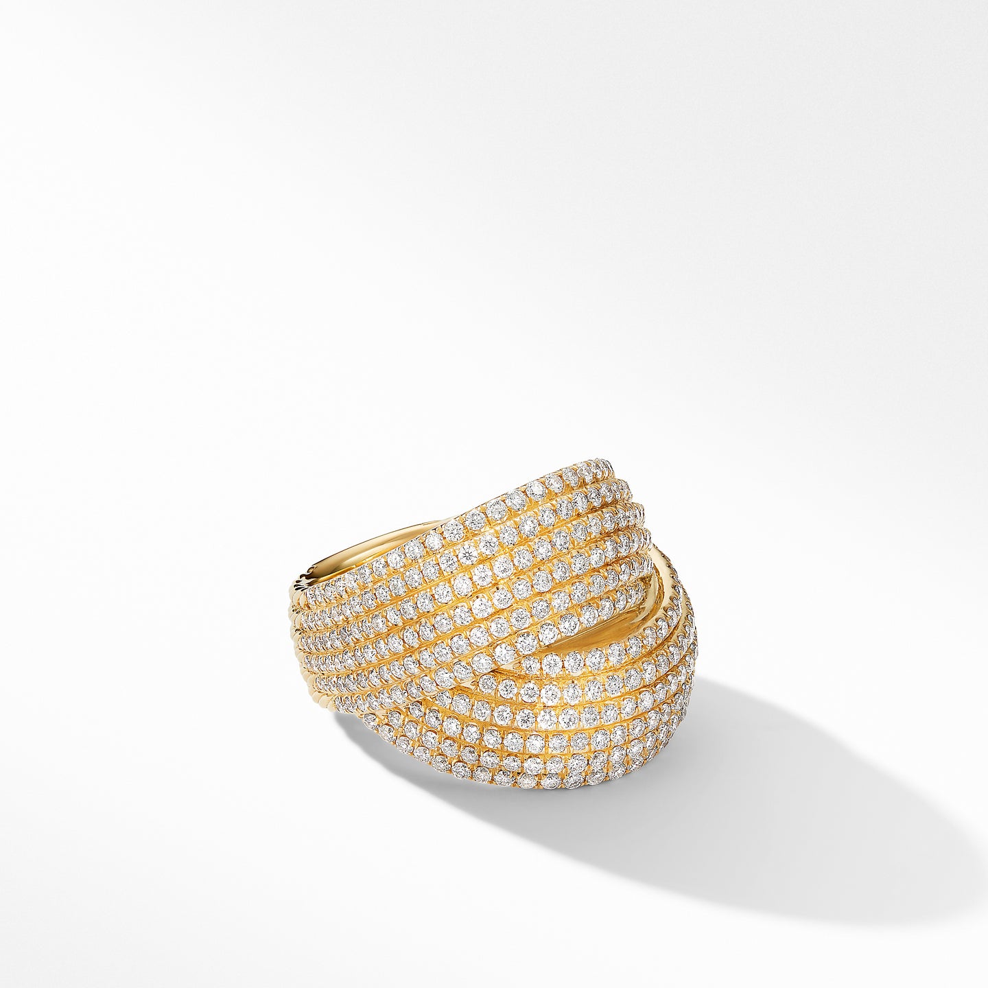 David Yurman DY Origami Crossover Ring in 18K Yellow Gold with Diamonds
