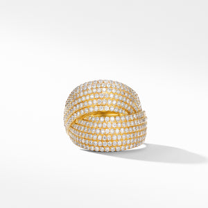 David Yurman Yellow Gold and Diamond Origami Crossover Ring