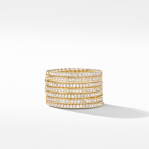 Stax Full Pavé Ring in 18K Yellow Gold, Size 8