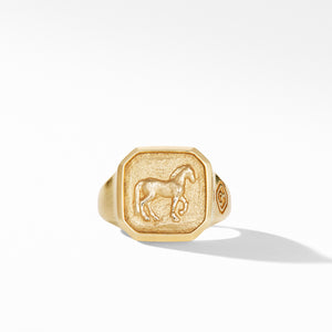 Petrvs® Small Horse Pinky Ring in 18K Yellow Gold, Size 4