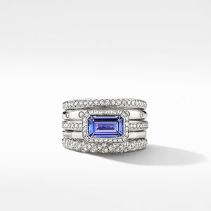 Stax Statement Ring in 18K White Gold with Tanzanite and Diamonds