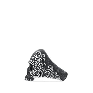 Skull Ring with Black Diamonds, Size 10