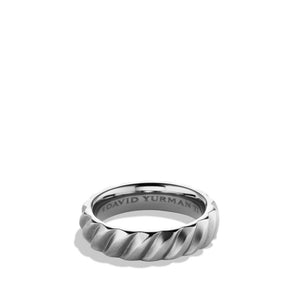 Modern Cable Narrow Band Ring with Grey Titanium, Size 9