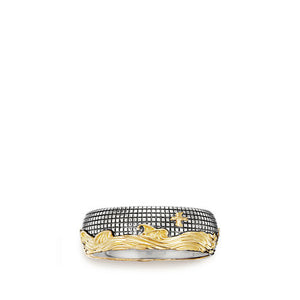 Waves Band in Sterling Silver and 18K Gold, Size 9.5