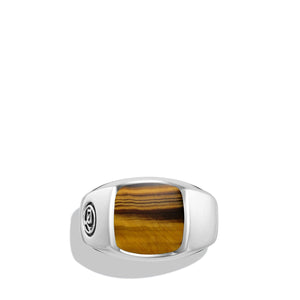Exotic Stone Ring with Tiger's Eye in Silver, 12mm, Size 11