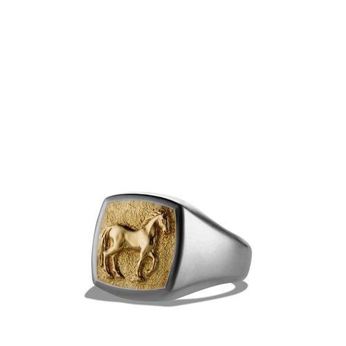 Petrvs Horse Pinky Ring with 18K Gold