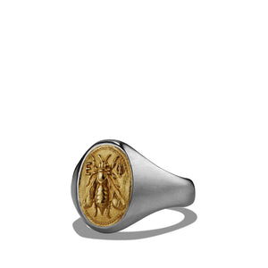 Petrvs® Bee Signet Pinky Ring with 18K Gold, Size 7