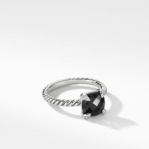 Châtelaine® Ring with Black Onyx and Diamonds, Size 5