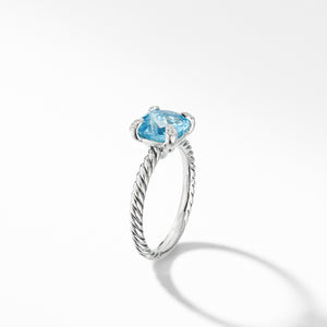 Châtelaine® Ring with Blue Topaz and Diamonds, Size 5