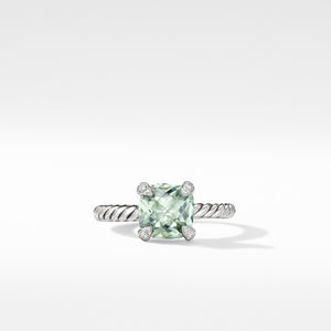 Châtelaine® Ring with Prasiolite and Diamonds, Size 7