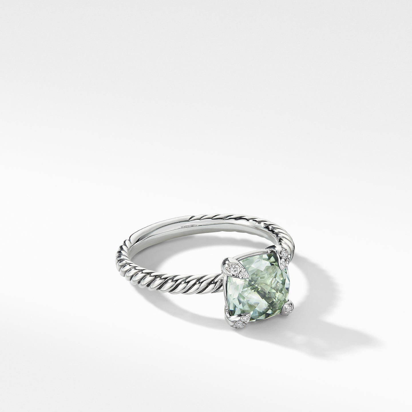 Châtelaine® Ring with Prasiolite and Diamonds, Size 7