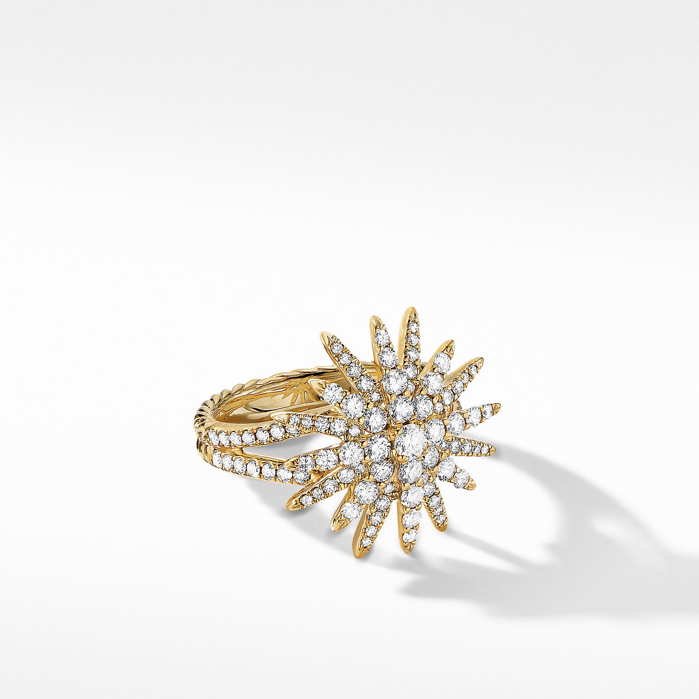 Starburst Ring in 18K Yellow Gold with Full Pavé Diamonds, Size 6