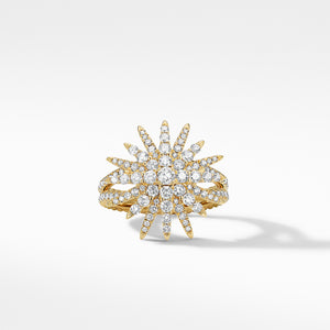 Starburst Ring in 18K Yellow Gold with Full Pavé Diamonds, Size 6