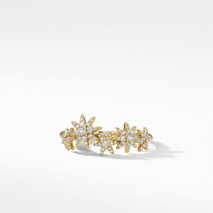 Starburst Cluster Band Ring in 18K Yellow Gold with Pavé Diamonds, Size 6