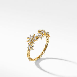 Starburst Cluster Band Ring in 18K Yellow Gold with Pavé Diamonds, Size 6