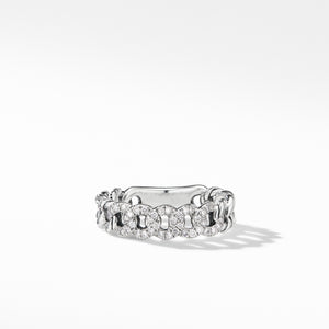 Belmont Curb Link Narrow Ring with Pavé Diamonds