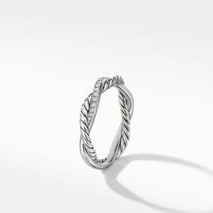 Petite Infinity Twisted Ring with Pavé Diamonds, Size 6