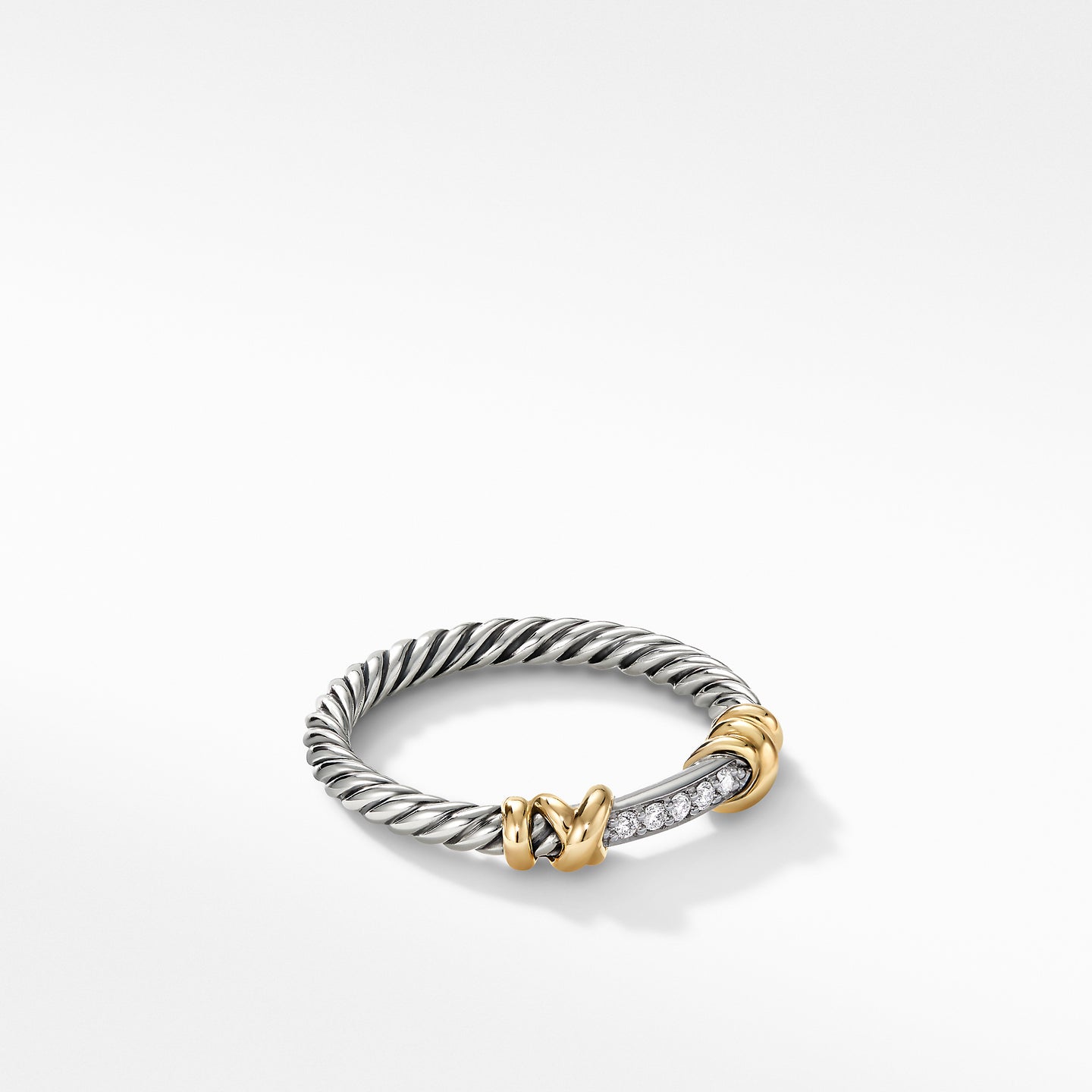 Helena Wrap Ring in Sterling Silver and 18K Yellow Gold with Diamonds, Size 7